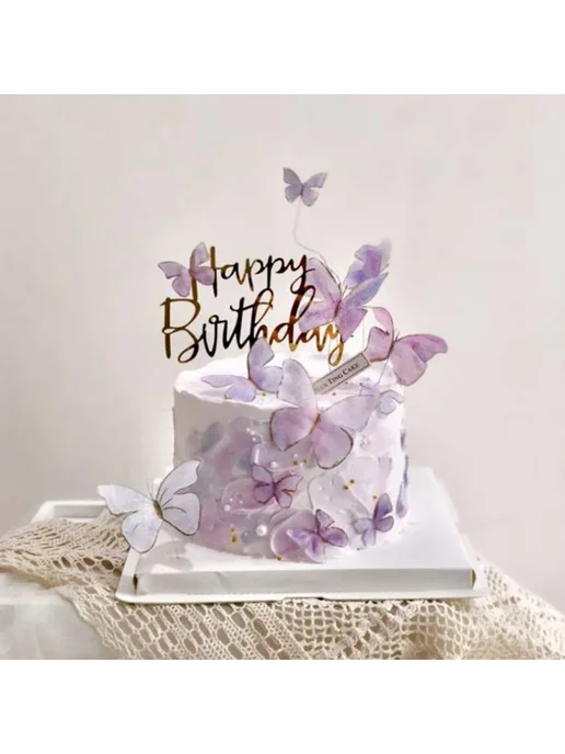 DIY House Бумажно-акриловый топпер бабочка для торта 5pcs Violet, 5 шт, фото 2