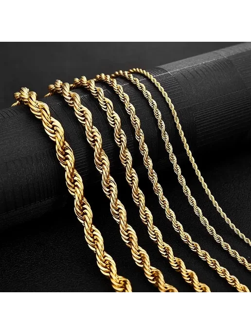 Jiayiqi Цепочка из нержавеющей стали 7mm Rope, 55 см, вариант, фото 4