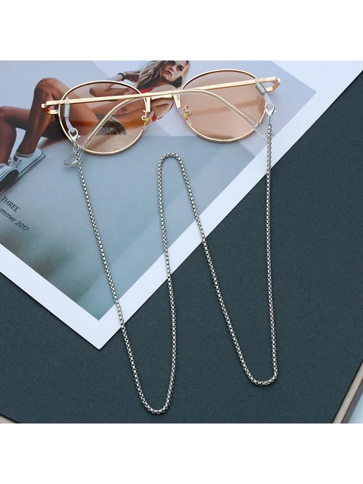 Нет бренда Цепочка для очков rose gold желтая, золотой, фото 3
