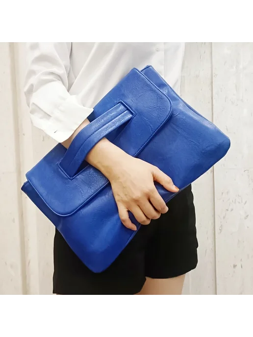 NIGEDU Черный клатч из искусственной кожи, синий