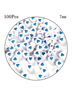 Акриловые бусины с буквами Heart 7mm 100 шт