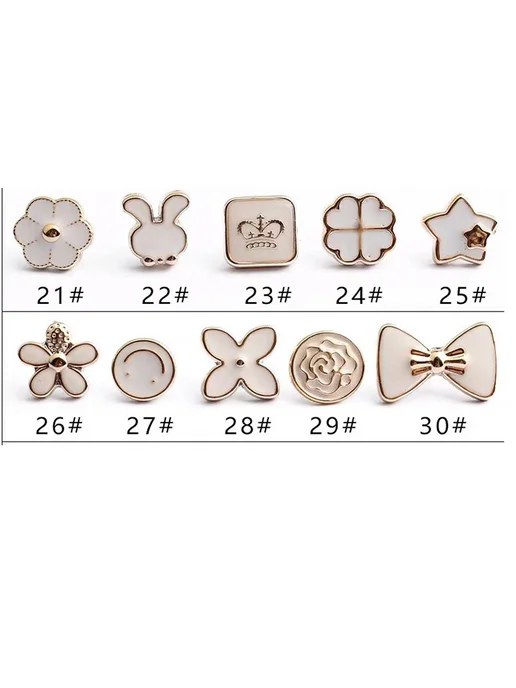 Белые броши-пуговицы, 10шт, микс, 10 шт