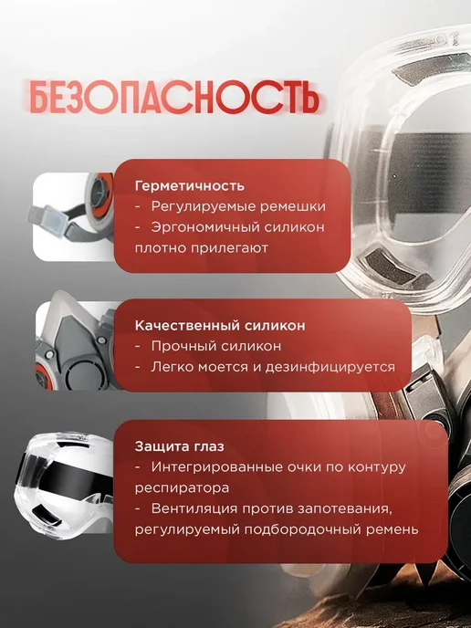 Респиратор профессиональный FFP3 размер 10 (XL) 7 (S) 1, вариант, фото 5