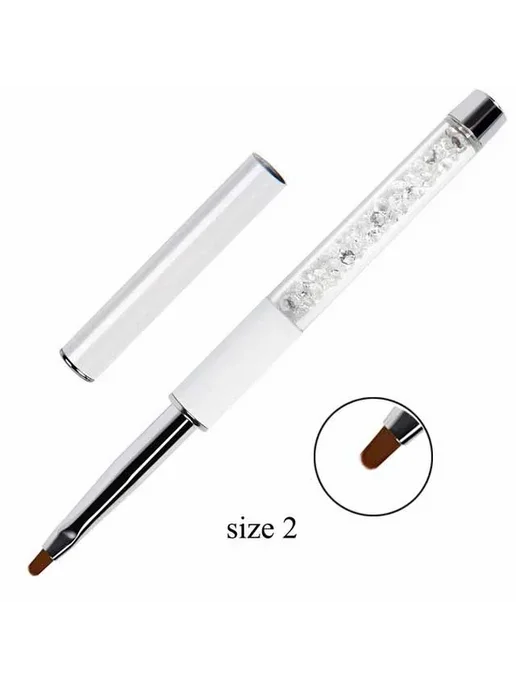 BQAN Кисть для ногтей овальная, Size 2, белая, белый