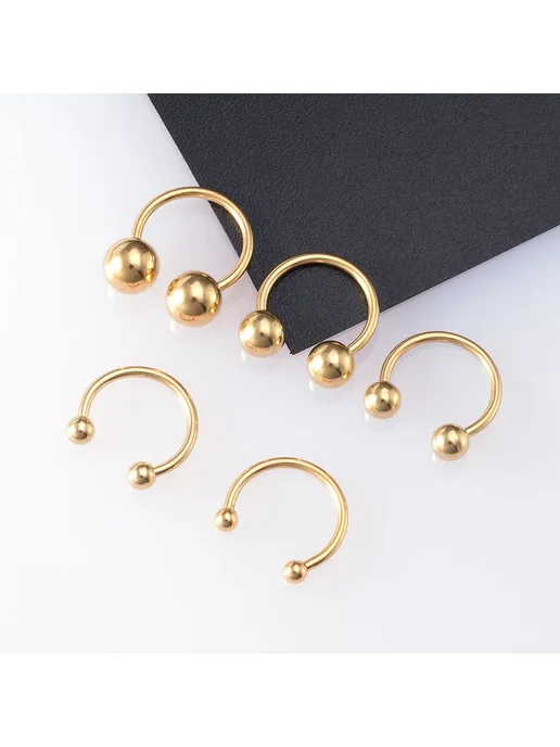 HONGTU BOBY JEWELRY Кольца для пирсинга, 5 шт, золотистые, 5 шт