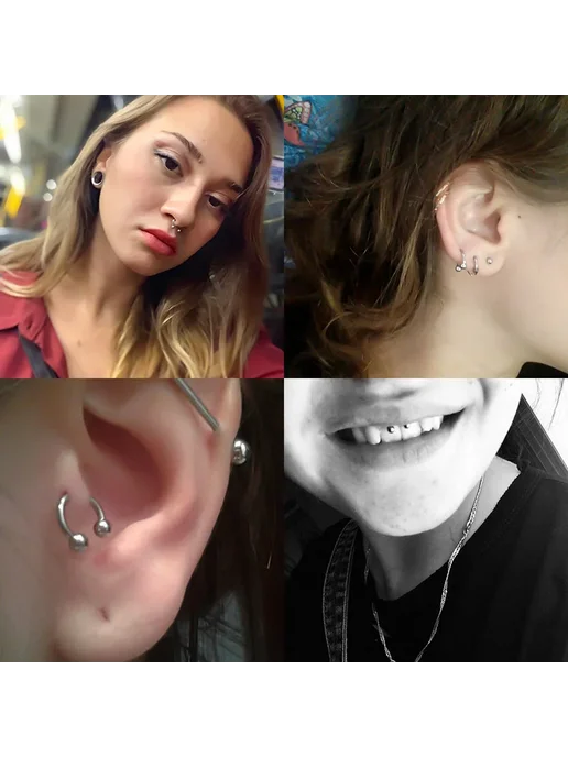 HONGTU BOBY JEWELRY Кольца для пирсинга, 5 шт, золотистые, 5 шт, фото 3