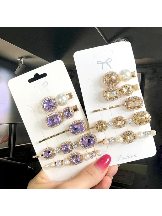 Женские заколки для волос с кристаллами 2pcs-purple, 5 шт, фото 4