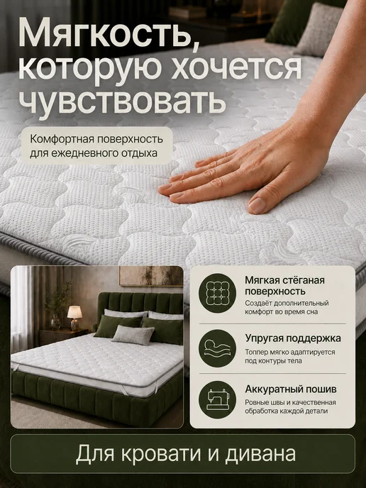WiCor Матрас топпер 160х200 ортопедический, 160x200, фото 3