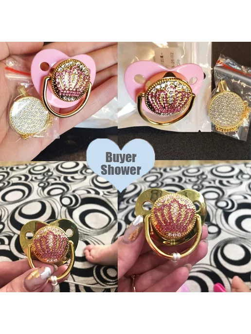 Нет бренда Пустышка с кристаллами и цепочкой, Rose Gold Cover, золотой, фото 3
