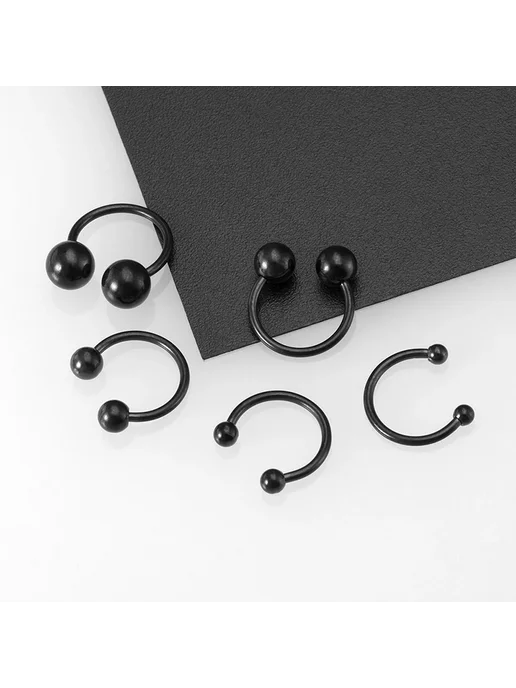 HONGTU implant Пирсинг бровей HONGTU из нержавеющей стали Black-5pcs, черный
