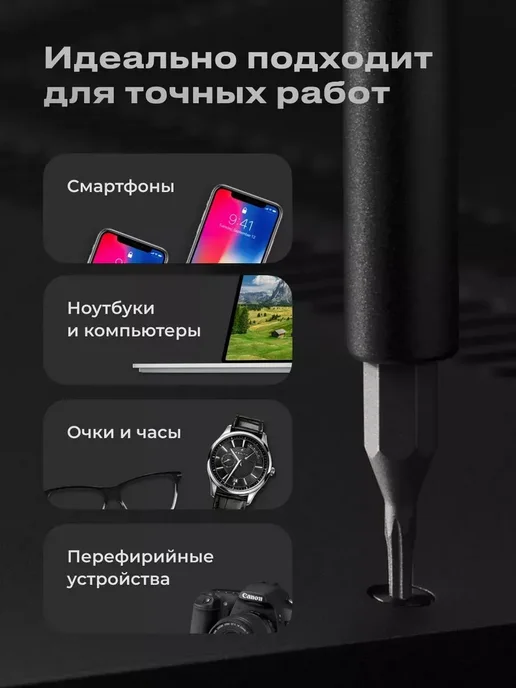 Xiaomi Набор отверток MiJia ручной точный 24 биты S2 сталь, серый, фото 2