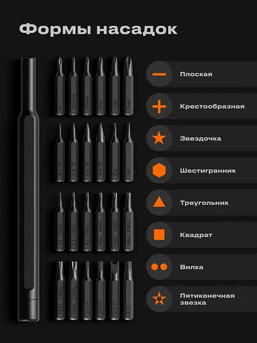 Xiaomi Набор отверток MiJia ручной точный 24 биты S2 сталь, серый, фото 4