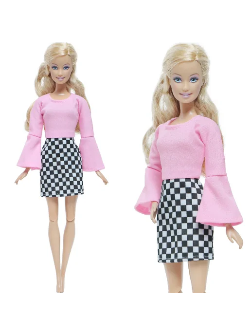 YAMIOW Комплект одежды для куклы Barbie, черный топ и джинсы, черный, фото 4