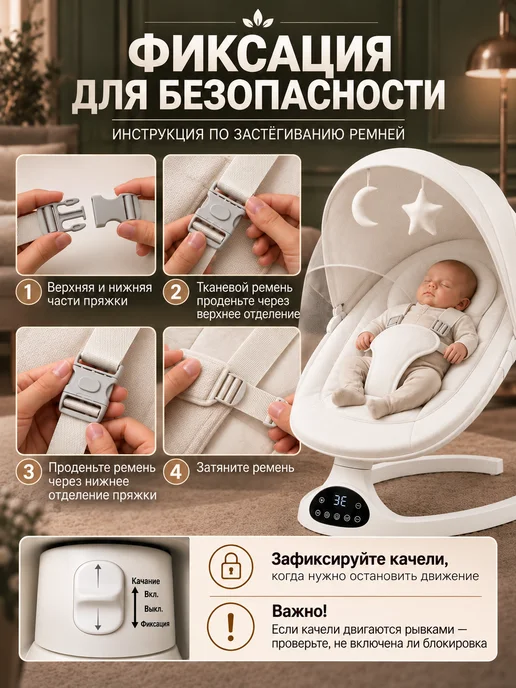 Электрокачели для новорожденных - бежевый, бежевый, фото 2