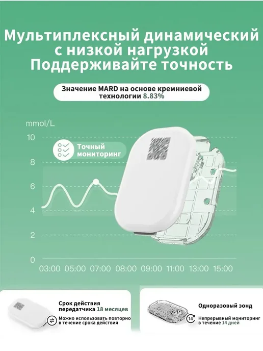 SIBIONICS прибор для измерения сахара в крови без прокола, белый, фото 3