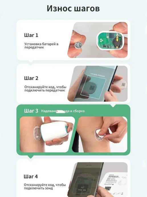 SIBIONICS прибор для измерения сахара в крови без прокола, белый, фото 5
