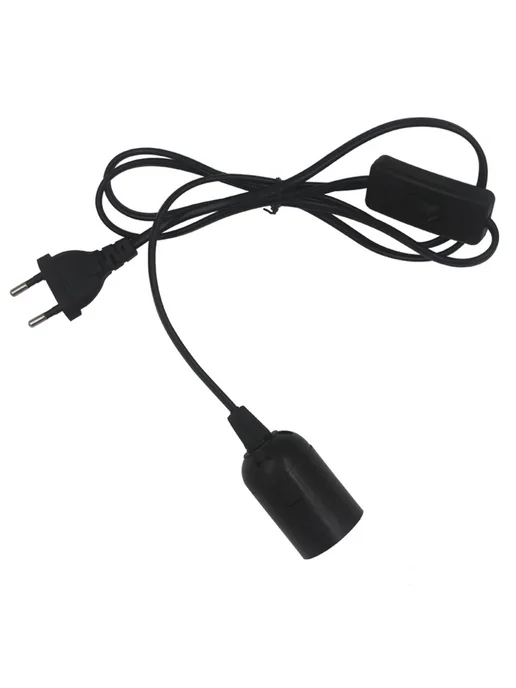Genixgreen Кабель для лампы E27 с выключателем, черный, 1.8 м, 1,8 м