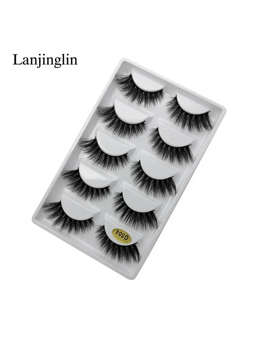 Lanjinglin Накладные ресницы G504, 5 пар, черный