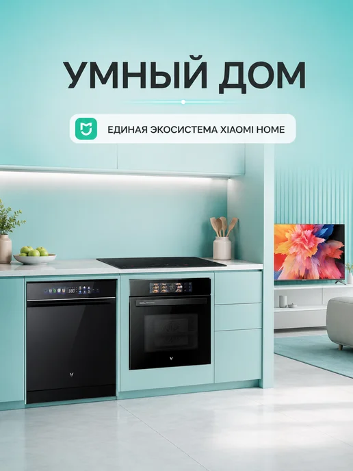 Viomi Посудомоечная машина встраиваемая 60 см VBDW161, черный, фото 8