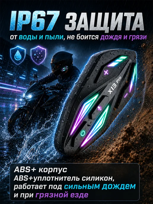 Гарнитура‑интерком для мотошлема, музыка, голос‑помощник, вариант, фото 5