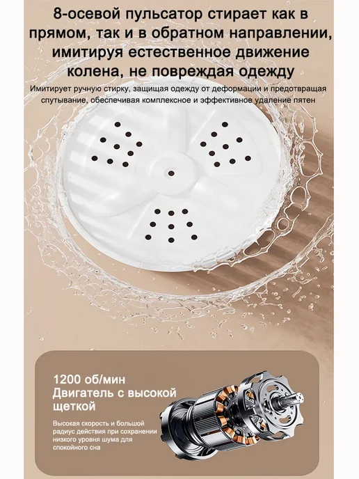 Розовая многофункциональная портативная стиральная машина, розовый, фото 8
