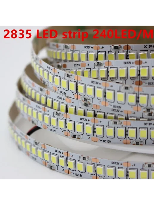 taslauk Светодиодная лента 5м, теплый белый, 24V, 240LED м, 5 м