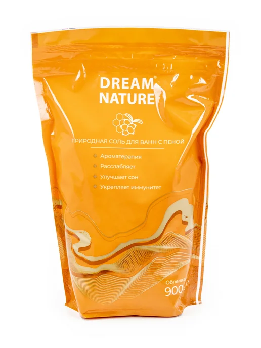 Dream Nature Соль для ванны природная с пеной Облепиха и мед, 900г, 900 г