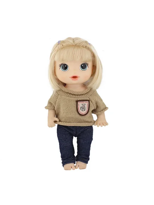 NURVACO Свитер с сердцем и джинсы для куклы Baby Alive, цвет 07, бежевый, фото 3