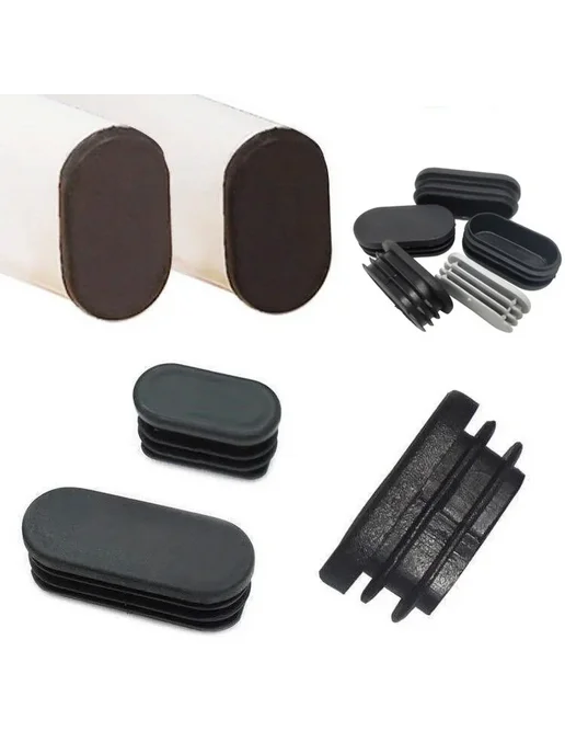 Заглушки мебельные 25x50mm черные, 4 шт, белый, фото 5
