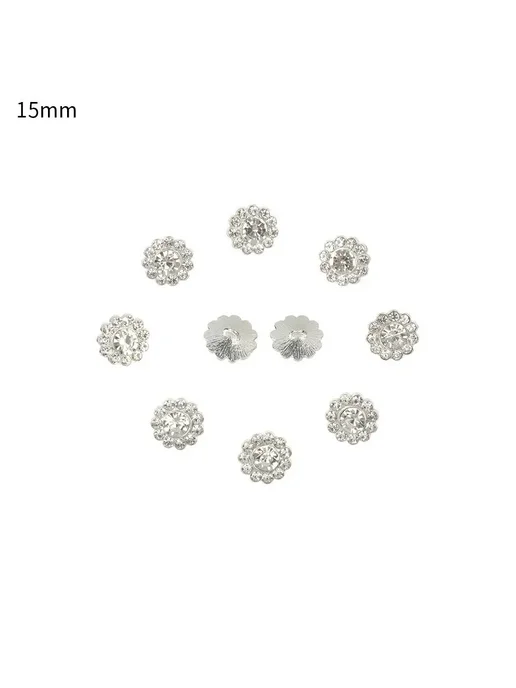 Нет бренда Цветы-стразы металлические 15mm, 10 шт, 10 шт