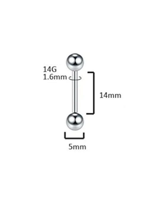 Нет бренда Пирсинг для тела 14G 1.6mm 14mm, 5mm, 10PCS, B, 14 г, 10 шт