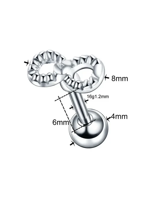 Нет бренда Серьги для пирсинга стальные, Style3, 10mm, 6mm, 4mm, 16g, 16 г