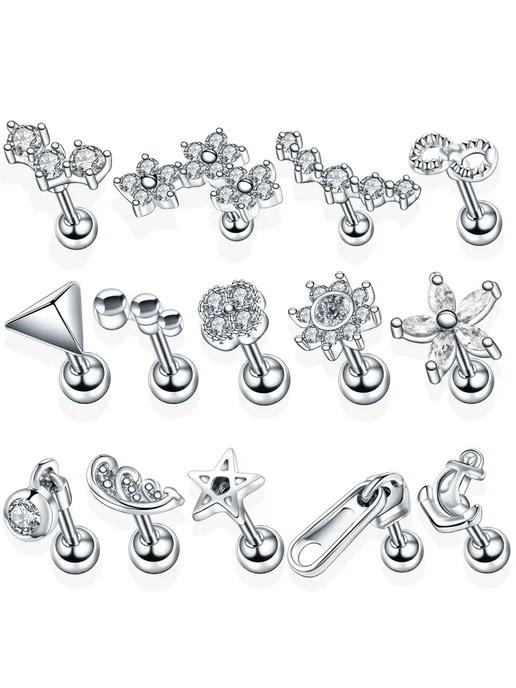 Нет бренда Серьги для пирсинга стальные, Style3, 10mm, 6mm, 4mm, 16g, 16 г, фото 2