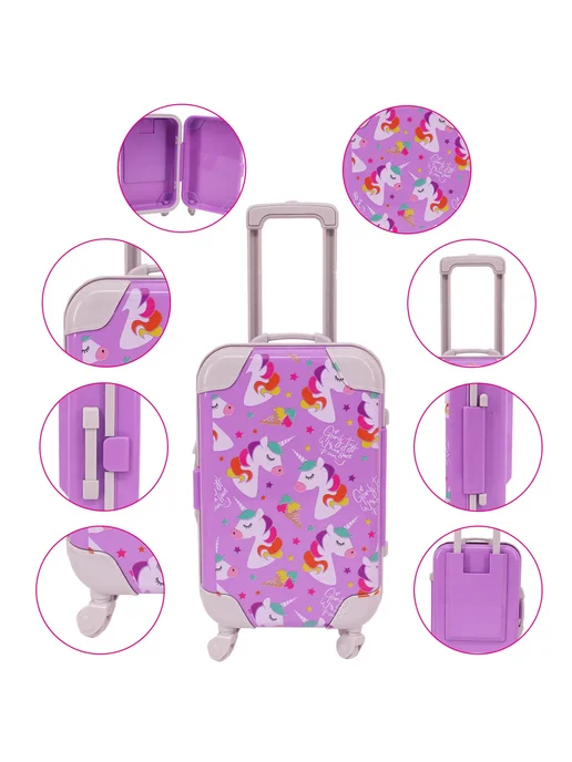 luckdoll Чемодан для кукол Labubu 43 см Розовый, B1105, фиолетовый