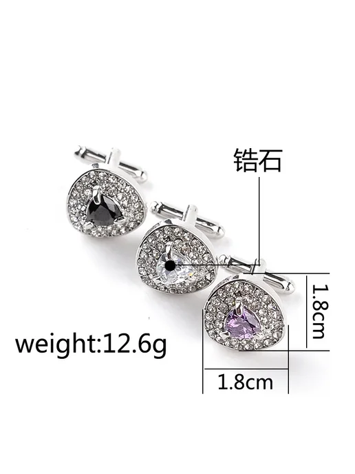 HT Gimini Фиолетовые запонки с кристаллами, цвет Violet, фиолетовый, фото 6