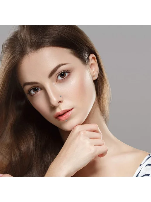 Пирсинг для носа из нержавеющей стали, Style G, белый, фото 3