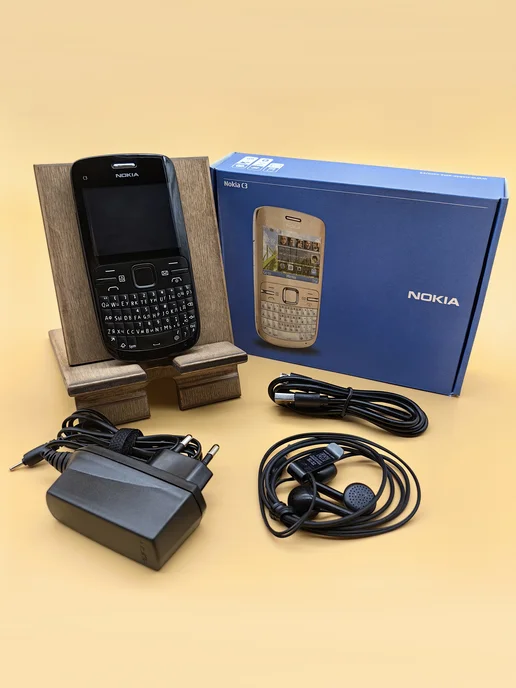 nokia Кнопочный мобильный QWERTY телефон C3-00, черный, фото 3