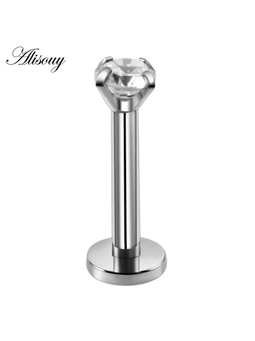 Alisouy Пирсинг для губ CZ 3mm, Steel Color, 6mm