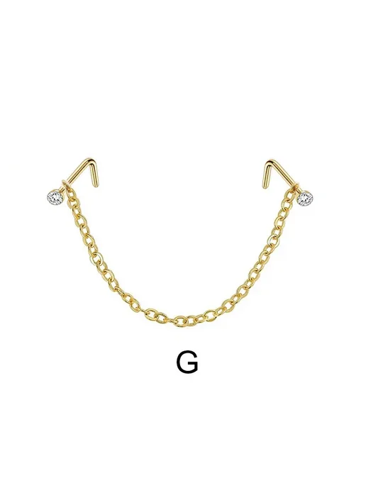 Нет бренда Пирсинг для носа из нержавеющей стали, Style A, chain 3cm, бежевый