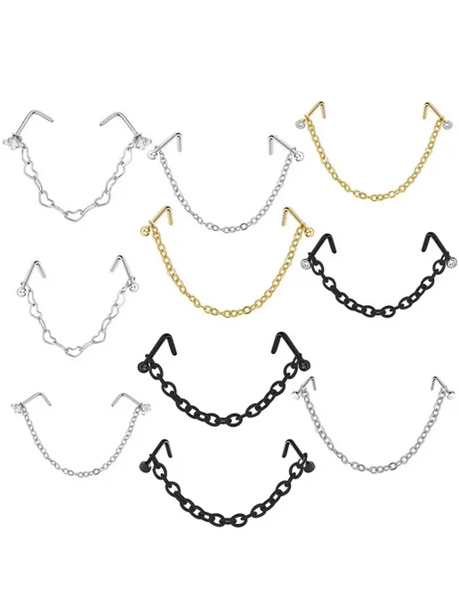 Нет бренда Пирсинг для носа из нержавеющей стали, Style A, chain 3cm, бежевый, фото 2