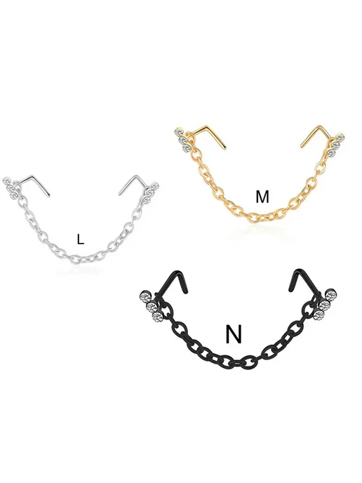 Нет бренда Пирсинг для носа из нержавеющей стали, Style A, chain 3cm, бежевый, фото 6
