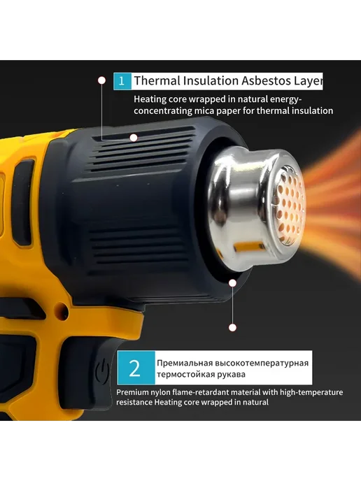 deWalt Фен строительный для снятия краски и пайки ПВХ 550°C, желтый, фото 8