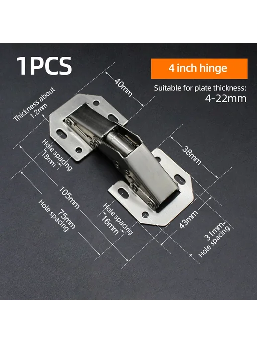 Smernit Петля мебельная 4 дюйма, 1pc, Цвет 1pc 4 Inches, вариант