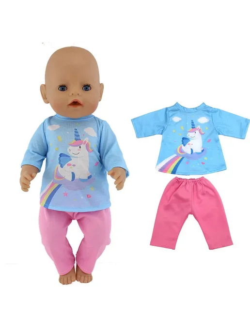 Hello Reborn Кукольная одежда для Baby Born, голубая, 43 см, Color 02, голубой, фото 4