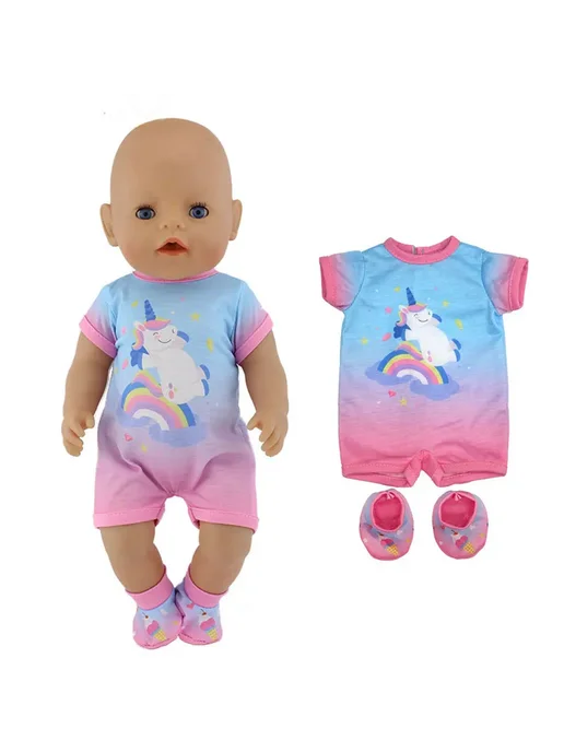 Hello Reborn Кукольная одежда для Baby Born, голубая, 43 см, Color 02, голубой, фото 5