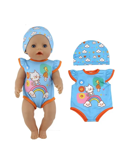 Hello Reborn Кукольная одежда для Baby Born, голубая, 43 см, Color 02, голубой, фото 7