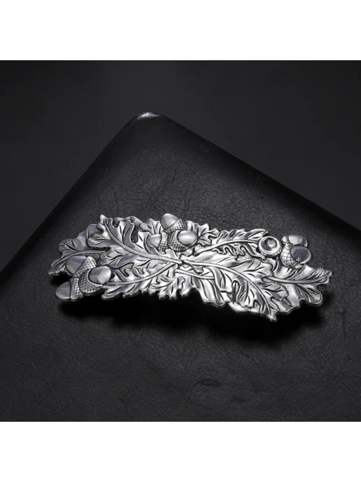 kkjoy Заколка для волос с листьями и желудями, Fruit Steel Color, серый