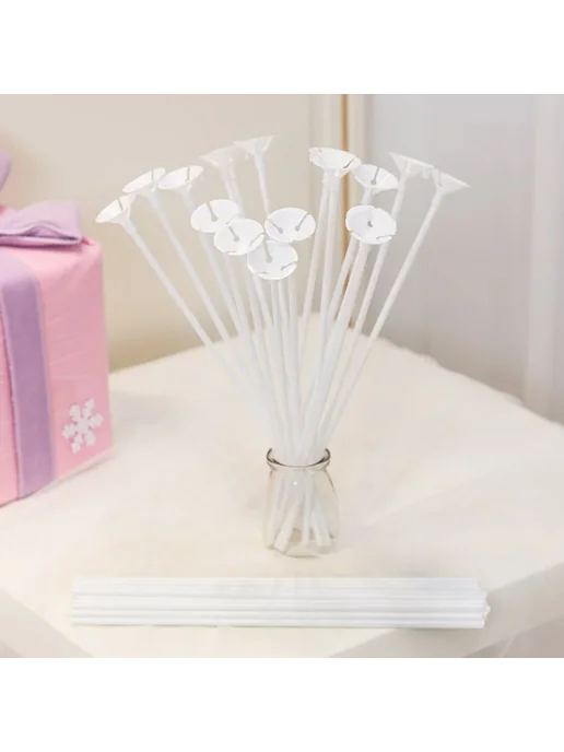 Tissy Палочки для шаров с держателем для чашек White 10pcs, 10 шт, фото 7