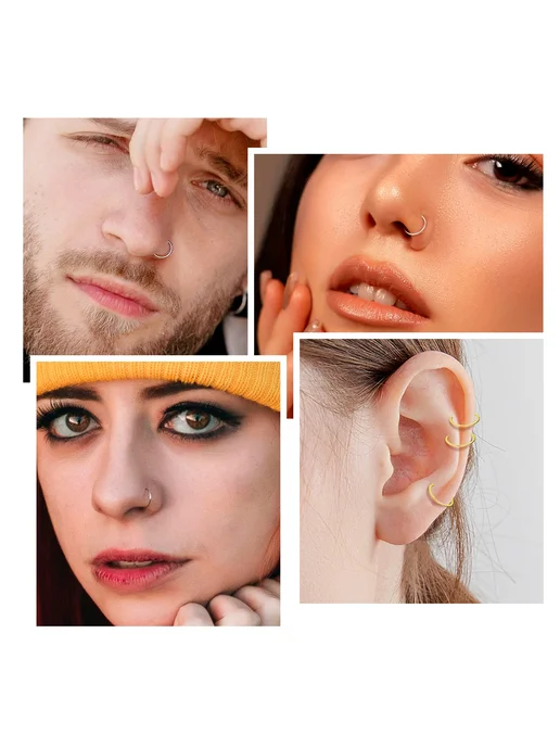 MODRSA Кольцо для пирсинга серебряное из нержавеющей стали 1.0-6mm, Rainbrow нержавеющая сталь 1.0-10mm, фото 7