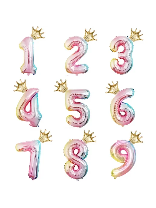 DAWN Фольгированные шары Ans rainbow G number 9 2 шт, 2 шт